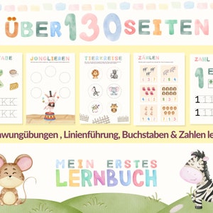Fichas de aprendizaje para niños a partir de 4 años, libro de aprendizaje, aprendizaje de los números y el abecedario, ejercicios de columpio, izquierda/derecha, formas, niño pequeño, preescolar, descargar PDF