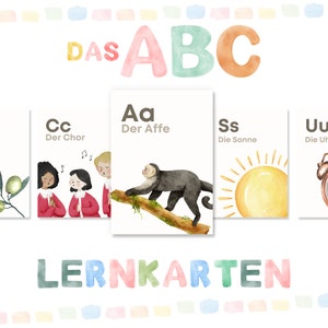 Alfabet Flash Cards voor kinderen, ABC, peuter, kleuterschool, Montessori, PDF-download
