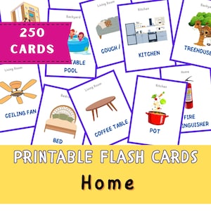 Carte 250 cose in una casa, Carte Flash Montessori, Carte pre-scolastiche, Carte stampabili educative DigiRelic, DOWNLOAD IMMEDIATO