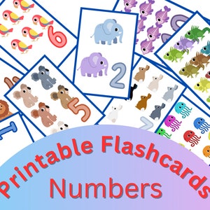 Numbers Cards, Montessori Flash Cards, Pre-School Cards, DigiRelic Educational Printable Cards, INSTANT DOWNLOAD