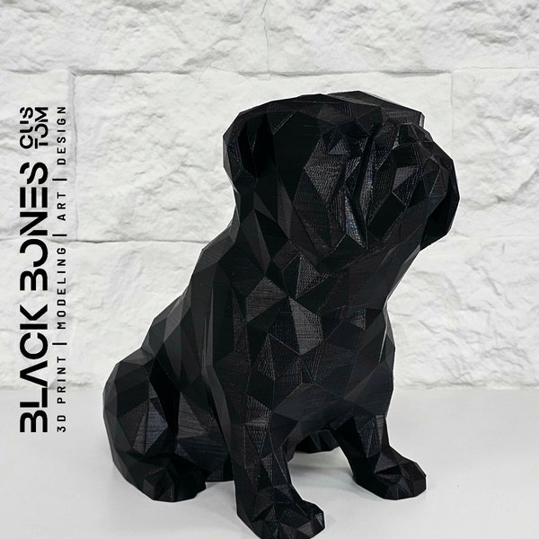 Low Poly English Bulldog | Dog figure | Sculpture | 3D printing | Gift