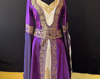 Traditional Purple  Bindalli, Turkish Sultan Women's Costume, Ottoman Model Dress, Henna Night Kaftan
