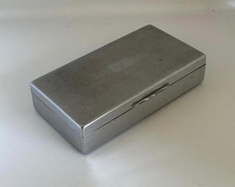 Vintage ART DECO Silver Plated Cigarette, Jewelry Box LARGE - Vintage Gift - Hinged Lid Silver Plated Box