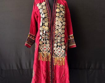 Turkmen Traditional Shapan and Jacket Costume, Rare Antique Embroidered Kaftan – Handmade Unique Kaftan