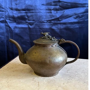 Antik ottomansk period Suleymaniye-hantverk Sällsynt fågelmodell koppar tekanna / tekanna