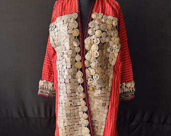Turkmen Traditional Jacket, Rare Antique Embroidered Kaftan, Handmade Unique Kaftan, Festival Costume Coat