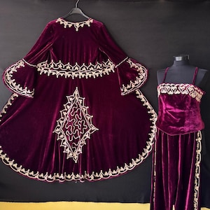 Traditional Silk Velvet Bindalli Kaftan, Turkish Sultan Women's Costume, Ottoman Model Turkish Dress, Henna Night Kaftan,Turkish shalwar