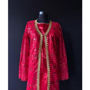 Traditional Vintage Turkish Red Kaftan Shalwar Bindalli, Turkish Ethnic Folklore, Wedding Women Costume, Kaftan Ottoman Model Turkish
