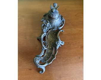 Antique Bronze Inkwell: Ornate Office Decor