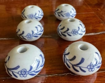 Vintage Porcelain Cabinet Handles: Floral Drawer Knobs