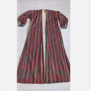 Antique Ottoman Kaftan: Striped Three-Skirt Dress (1900-1950)