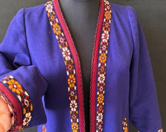 Turkmeense zijde geborduurde jas en chapan, antieke kaftan, kimono, wollen geborduurd jack, festivalkostuum