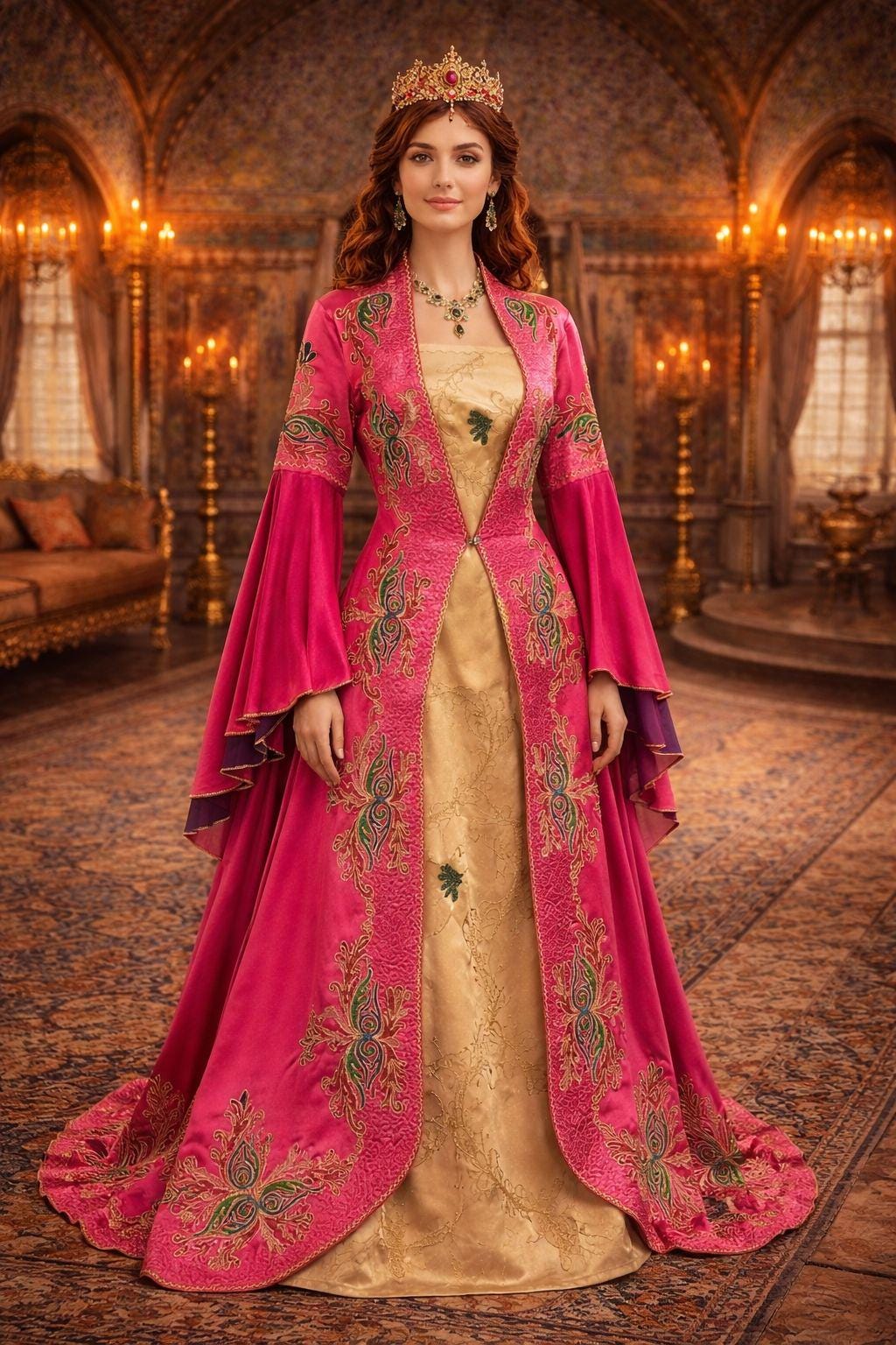 turkish engagement dresses Emerald Green Turkish Traditional Henna Party Long Bridal Dress