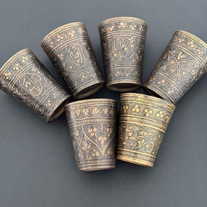 Antique Ottoman Period Brass Mug with Islamic Motifs