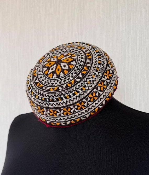 Vintage Turkmen Silk Embroidered Hat: Ethnic Fez Skullcap - Etsy Vintage Turkmen Silk Embroidered Hat: Ethnic Fez Skullcap - Etsy