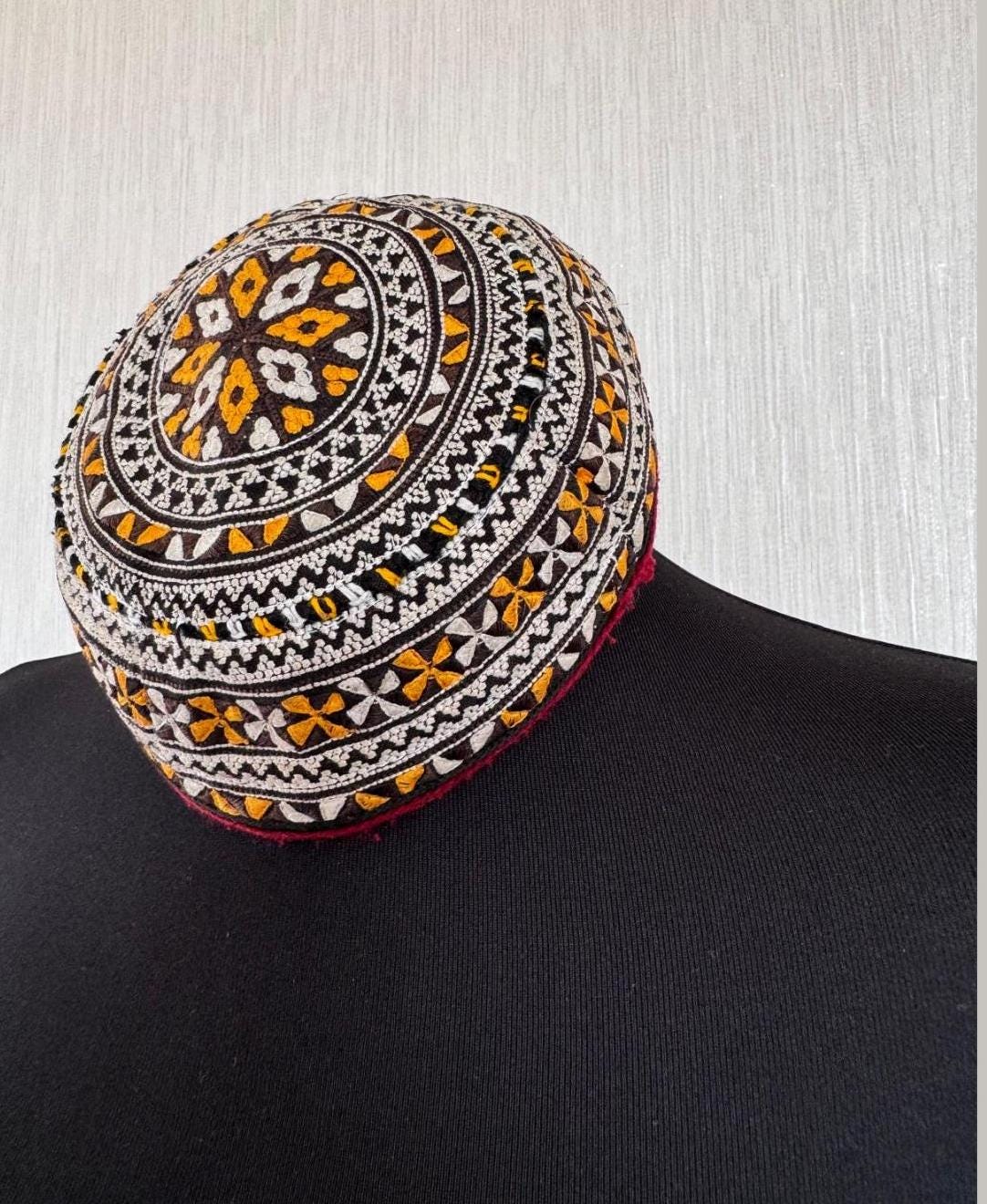 Vintage Turkmen Silk Embroidered Hat: Ethnic Fez Skullcap - Etsy