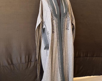 Vintage Silk Ikat Chapan Robe -Antique Tajik Paranja Kaftan-Traditional Handwoven Embroidered Jacket _ Festival Coat