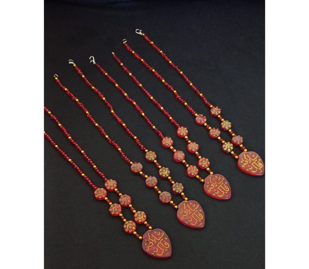Vintage Glass Inscribed Design Necklaces, Vintage Necklaces, Glass ...