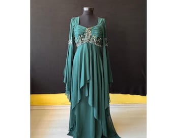 Green Bindallı Dress: Ottoman Turkish Costume, Henna Night Kaftan, Ball Costume