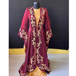 Ottoman Turkish Motif Traditional Kaftan,Vintage Ottoman Model Kaftan,Traditional Vintage Bindalli ,Turkish Sultan Women's Maroon Costume