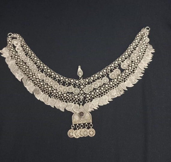 Antique Ottoman Silver Bridal Headpiece Necklace: Fez Pediment, Ottoman Costume Jewelry