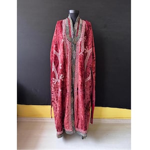 Antique Uzbek Ikat Velvet Chapan Robe: Ethnic Tribal Cape
