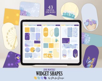 June Widgets for digital planner 2025, Digital shape widget stickers for digital planning, Summer widget insert Girly stickers for goodnotes