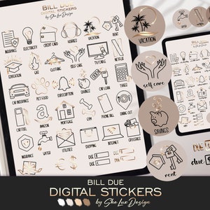 Bill due Payment digital stickers, Bills icons Goodnotes stickers for budget planner, Finance planning Budget planner stickers To Do Doodle