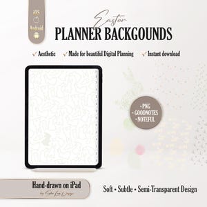 Easter background digital stickers, Spring aesthetic digital planner layout, Semi Transparent PNG GoodNotes & Noteful, iPad Planner Decor