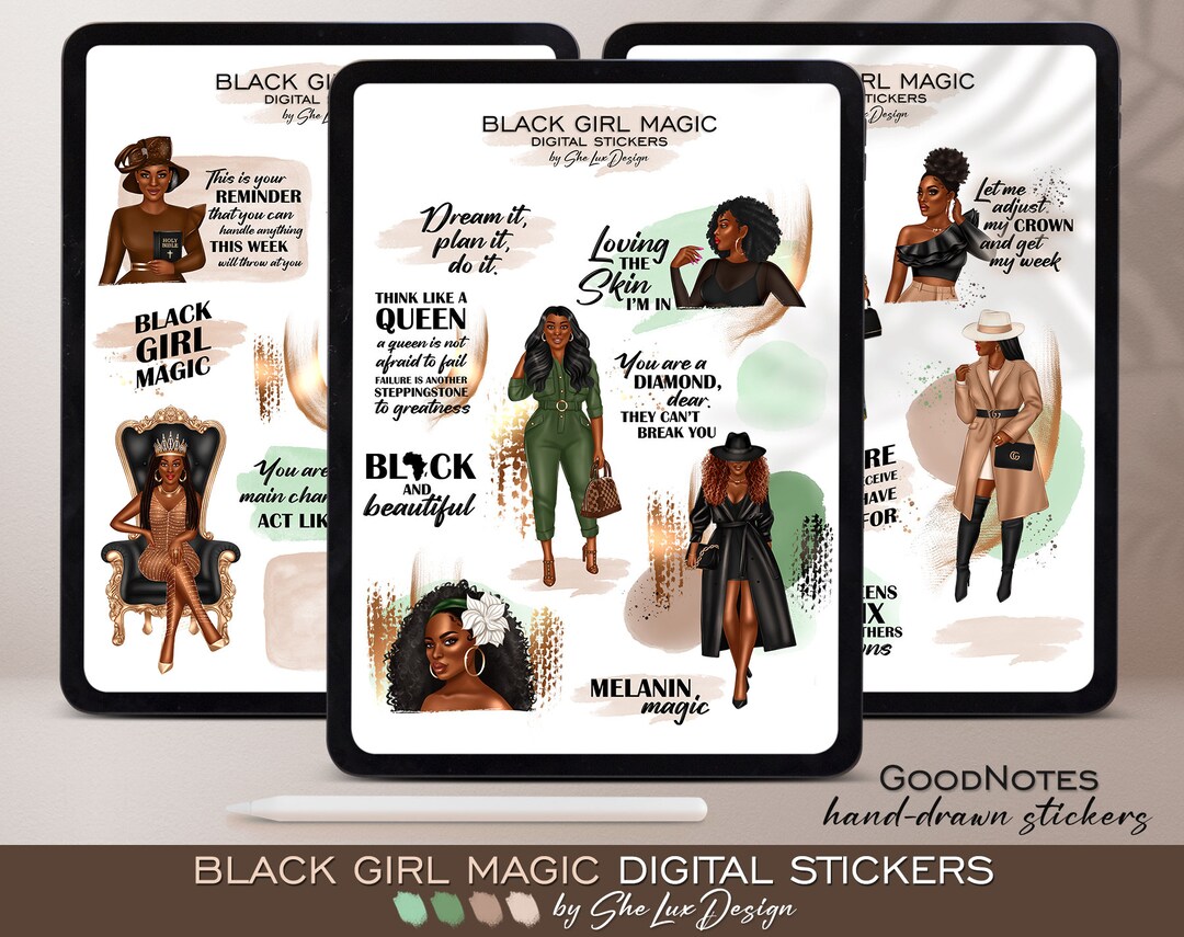 Black Girl Magic Digital Stickers, Goodnotes Stickers, Planner Stickers ...