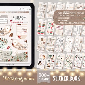 May include: A digital sticker book featuring over 800 Christmas-themed stickers. The stickers come in a range of styles, including cute, whimsical, and modern. They are ideal for adding a festive touch to your planner, journal, or scrapbook.