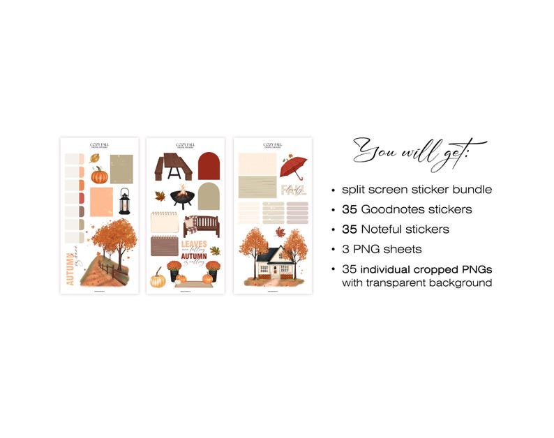 Fall Digital Planner Stickers for Noteful and Goodnotes, Autumn Cozy ...