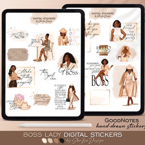 Goodnotes stickers, Black girl stickers, Digital stickers, Business stickers, African American, Black woman stickers, Digital sticker pack