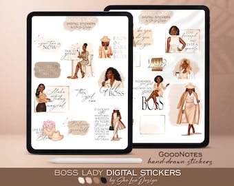 Goodnotes stickers, Black girl stickers, Digital stickers, Business stickers, African American, Black woman stickers, Digital sticker pack