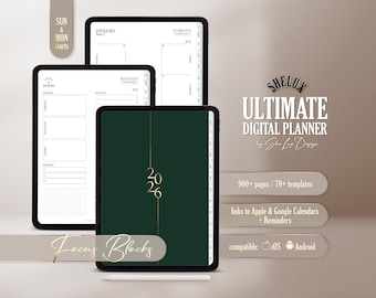 2026 Digitale planner, ultieme iPad- en Android-planner, wekelijkse indeling vak, portret gedateerd Alles-in-één planner voor Goodnotes