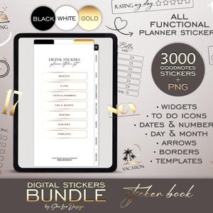 3000 Digital planner stickers BUNDLE, Goodnotes stickers, Everyday Widgets-Icons-Numbers-Month & Days-Arrows-Templates ULIMATE Sticker Book