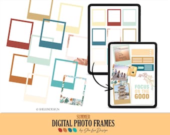 Photo frames Digital journal stickers, Photo Frame PNG Planner stickers, Goodnotes sticker pack, Frame overlay for digital planning