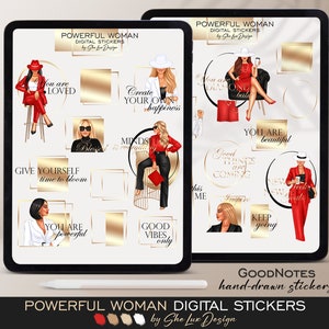 Goodnotes stickers, Girl boss digital stickers, Digital sticker pack, IPad Planner stickers, Feminist sticker, Pre-cropped stickers,