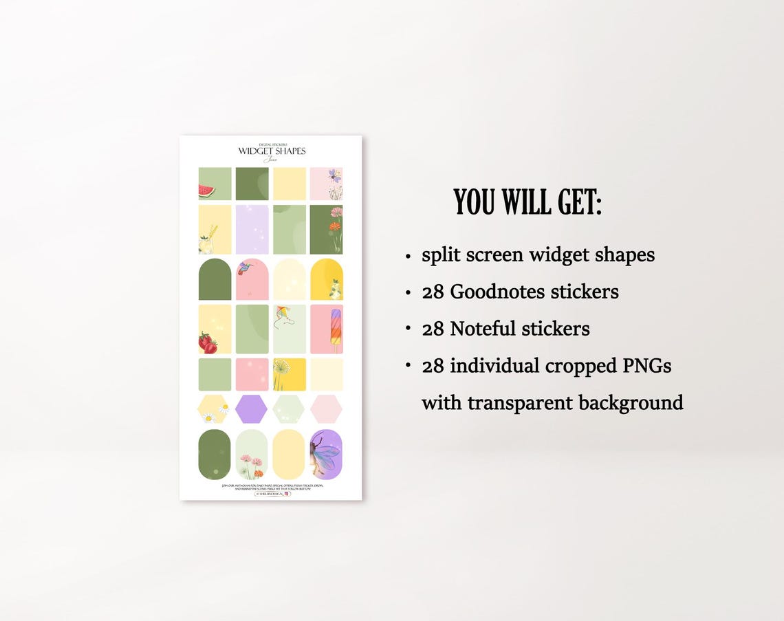 June 2026 Digital Shape Widgets, Summer Widget Shapes Stickers for ...