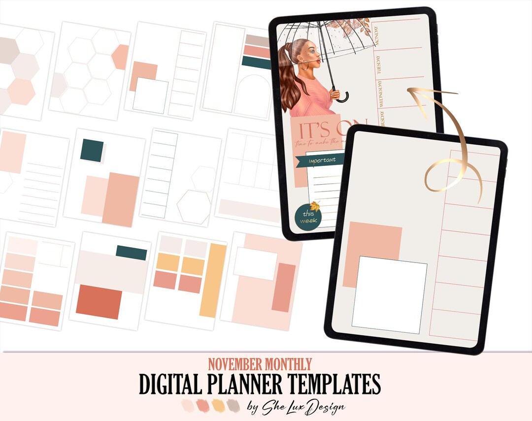 Digital Planner Templates PNG, November Weekly and Daily Planner ...