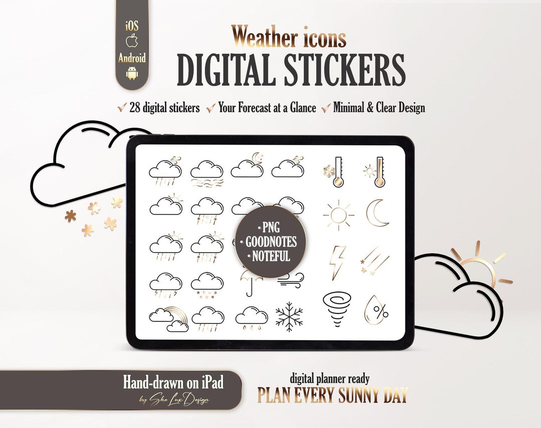 Weather Icons Digital Planner Stickers, Weather Stickers for Digital ...