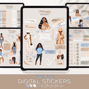 Diese Mädchen Goodnotes Aufkleber, schwarze Mädchen digitale Planer Aufkleber, ästhetische Aufkleber schwarze Frauen, Alltagslebensstil digitale Aufkleber