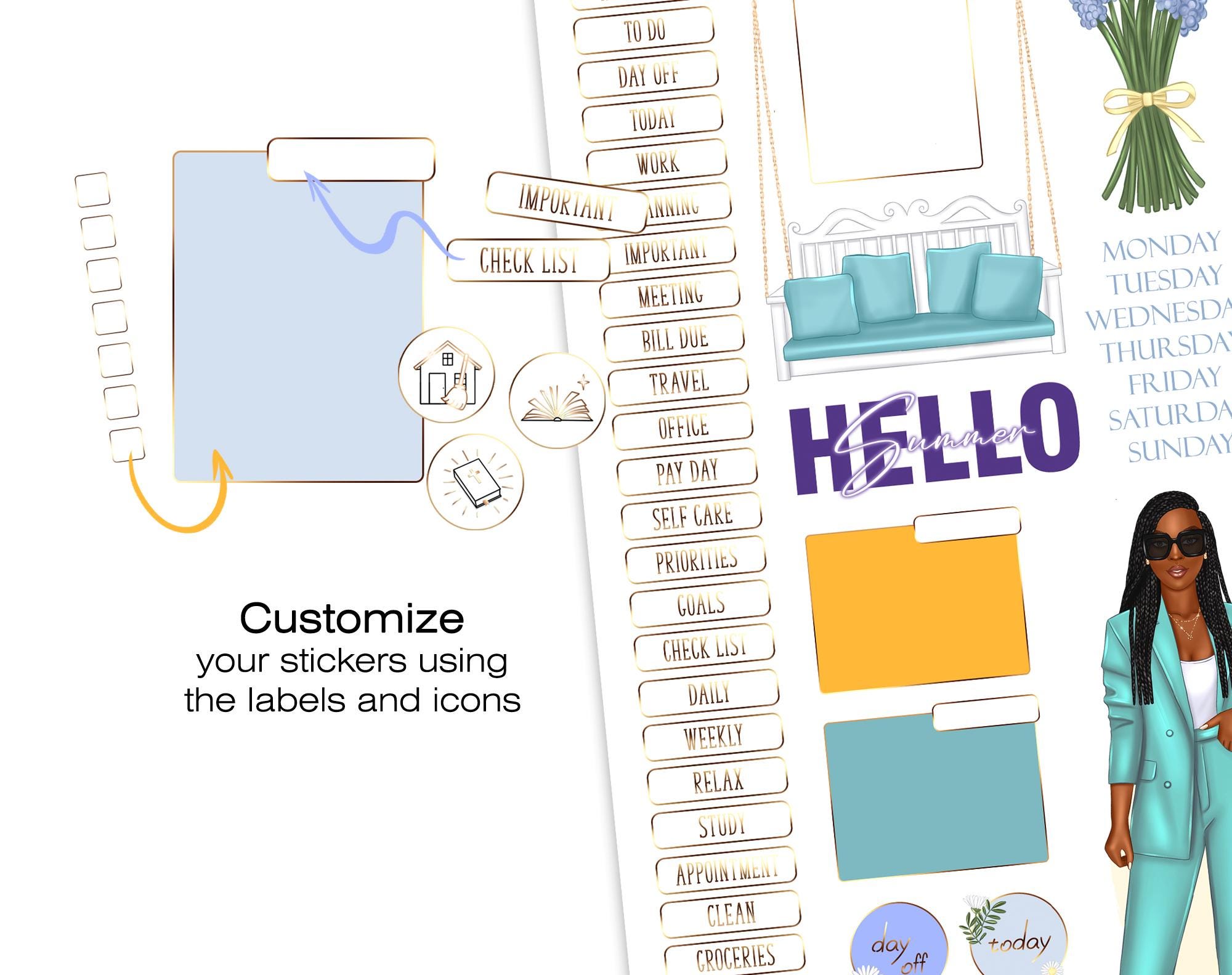 June Widget June 2025 Digital Planner Stickers, Goodnotes Sticker Book for Ipad ...