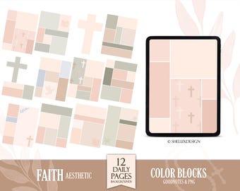 Christian Color block digital planning templates, Faith Color blocks inserts for Goodnotes planner, Bible Study Template insert Daily layout
