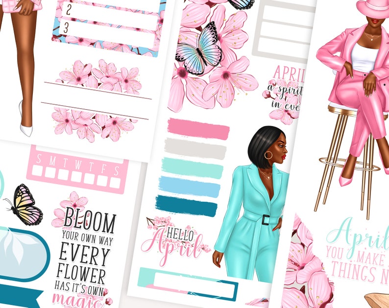 April DIGITAL Planner Stickers, Spring Aesthetic Stickers, Goodnotes ...