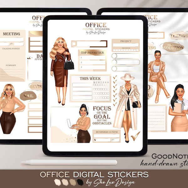 Office digital stickers, Goodnotes stickers, Business woman stickers, Office work sticker, Digital planner, Functional stickers, Women PNG