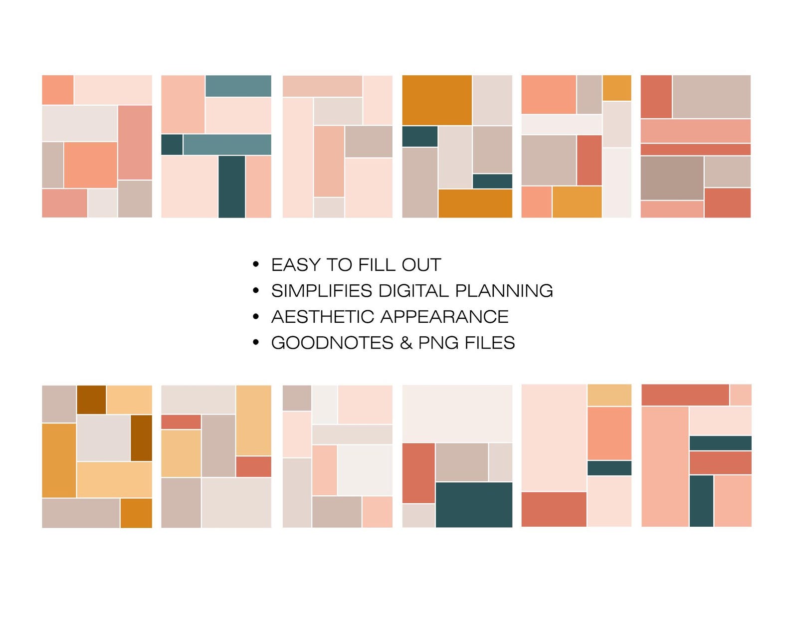 November Color Blocks Templates, Fall Inserts for Digital Planner ...