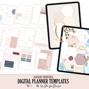 January Weekly and Daily planner inserts, Digital planner templates PNG for Goodnotes, Winter iPad layouts, Custom planner pages stickers