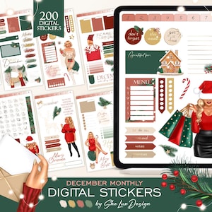 December digital stickers, Christmas 2024 Goodnotes stickers, Winter planner sticker pack for iPad, Christmas girl sticker book