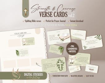 Bible study digital stickers, Christian Verse Cards Stickers, Faith stickers for GoodNotes, Noteful, Prayer journal sticker set, The Verses